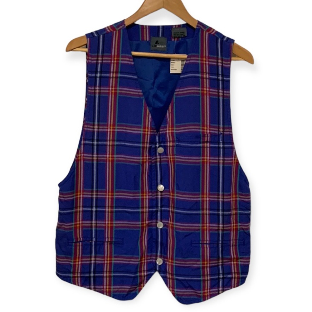 Vintage Deadstock Liz Claiborne Lizwear Blue Plaid Vest